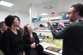 MPs Chi Onwurah and Dr Lauren Sullivan meet Dr Adam Roberts during tour