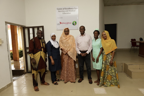 Right to left Adacha Boslam (LSTM Nigeria Operations manager), Student nurse, Dr Charles Ameh (Programme director LSTM UK), Dr Hauwa Mohammed (Country Director LSTM Nigeria), Khadija Abdullahi (CoE coordinator) and Dr Shama (Lecturer School of Midwifery) at the CoE Right to left Adacha Boslam (LSTM Nigeria Operations manager), Student nurse, Dr Charles Ameh (Programme director LSTM UK), Dr Hauwa Mohammed (Country Director LSTM Nigeria), Khadija Abdullahi (CoE coordinator) and Dr Shama (Lecturer School of Midwifery) at the CoE