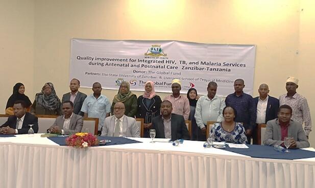 Minister of Health, the VC & DVC State University of Zanzibar, Senior MOH Officials, LSTM Regional Technical Advisor, and other key stakeholders during official launch of the Project Minister of Health, the VC & DVC State University of Zanzibar, Senior MOH Officials, LSTM Regional Technical Advisor, and other key stakeholders during official launch of the Project