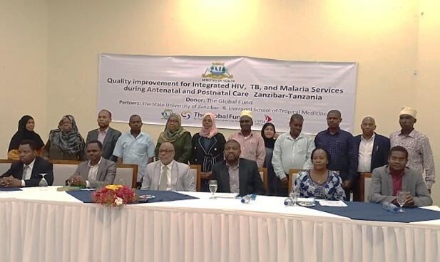 Minister of Health, the VC & DVC State University of Zanzibar, Senior MOH Officials, LSTM Regional Technical Advisor, and other key stakeholders during official launch of the Project