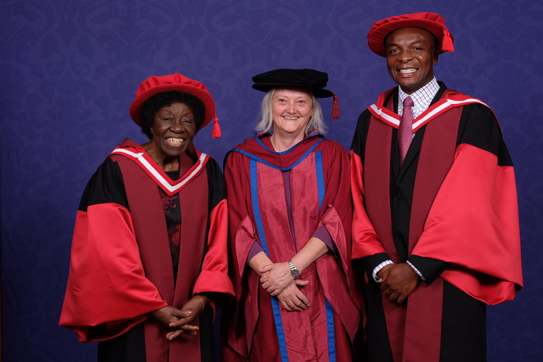 LSTM Director Professor Janet Hemingway with Honorary Degree recipients Dr Letitia Obeng (left) and Professor Victor Mwapasa (right) LSTM Director Professor Janet Hemingway with Honorary Degree recipients Dr Letitia Obeng (left) and Professor Victor Mwapasa (right)