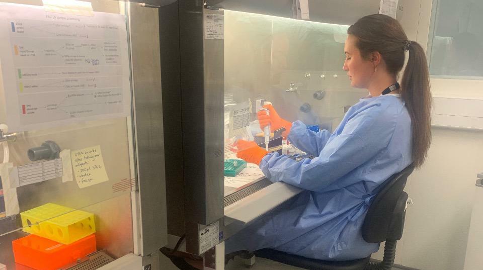 Rachel Byrne in the diagnostics lab Rachel Byrne in the diagnostics lab