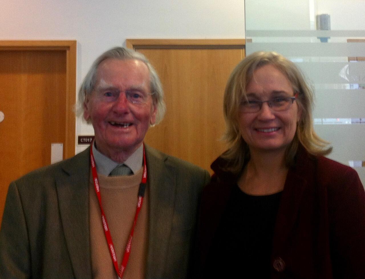 Dr Crewe with LSTM's Dr Louise Kelly-Hope in 2013
