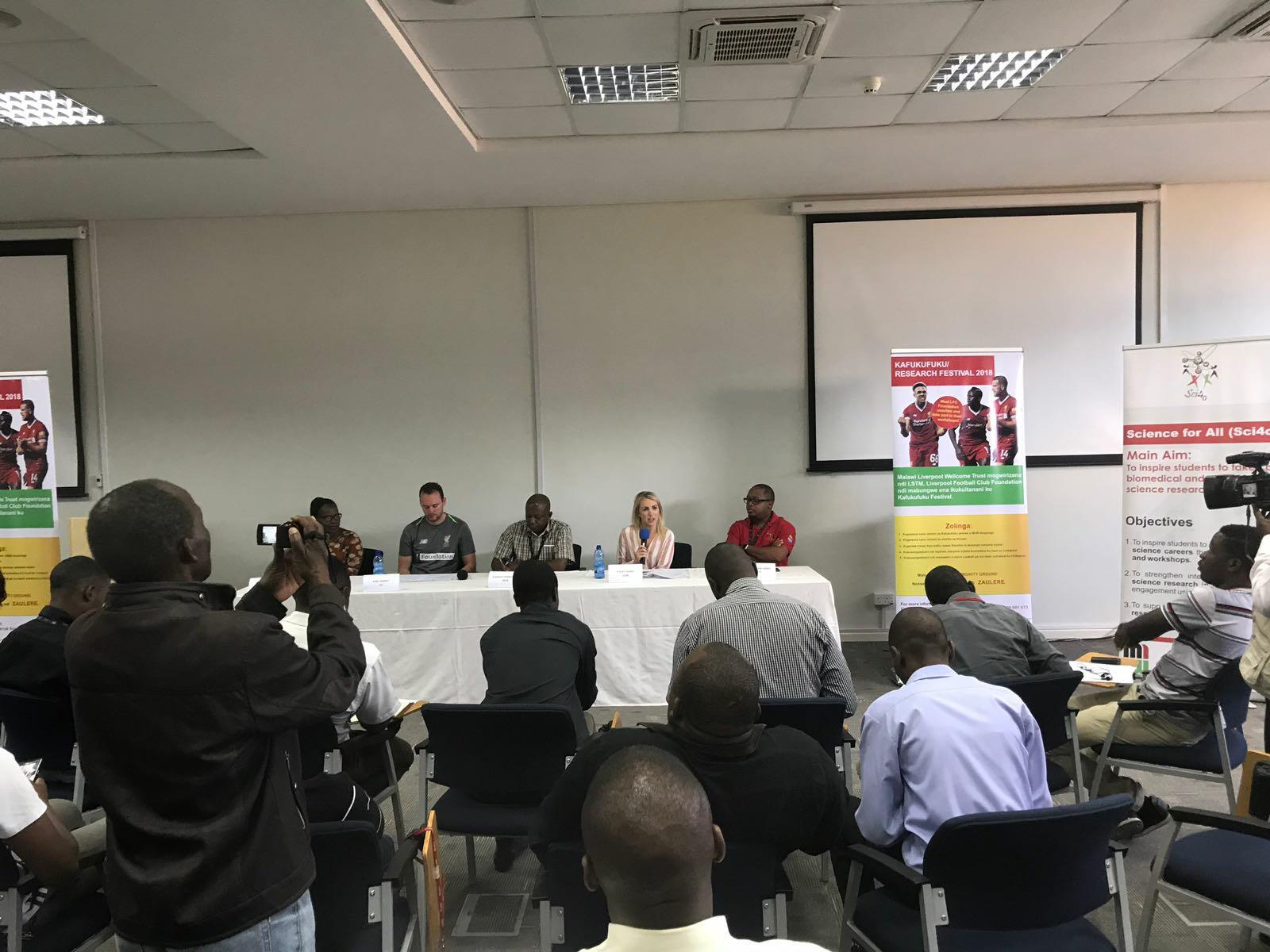 Presentation of the Health Goals Malawi project during the press conference in Blantyre, Malawi Presentation of the Health Goals Malawi project during the press conference in Blantyre, Malawi