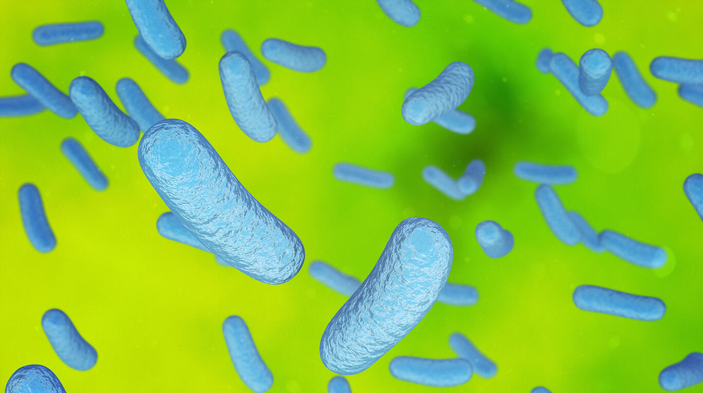 Close up of 3d microscopic blue bacteria stock photo Close up of 3d microscopic rod bacteria stock photo
