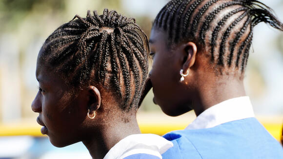 Two young african school girls 